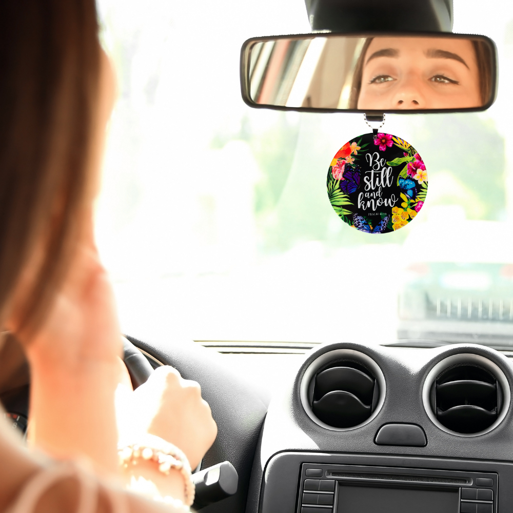 Be Still Round Rearview Mirror Ornament
