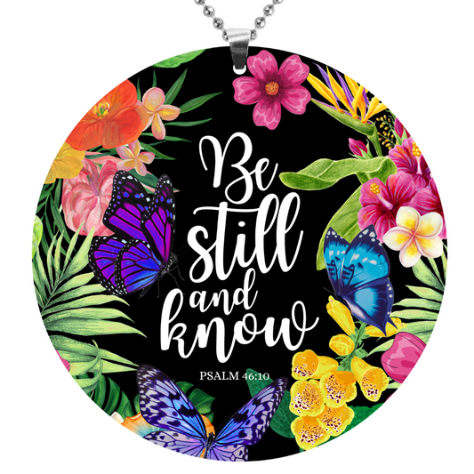 Be Still Round Rearview Mirror Ornament
