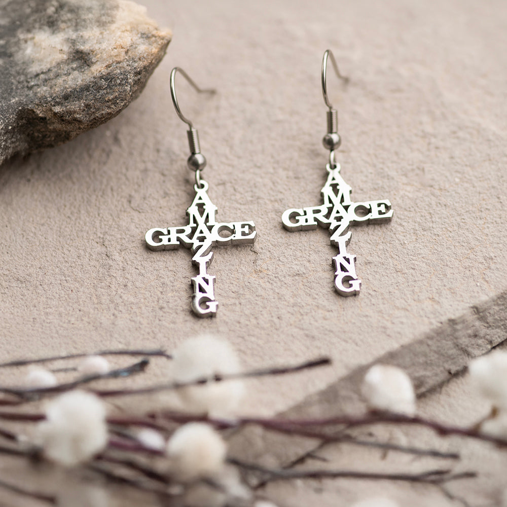 Amazing Grace Cross Earrings