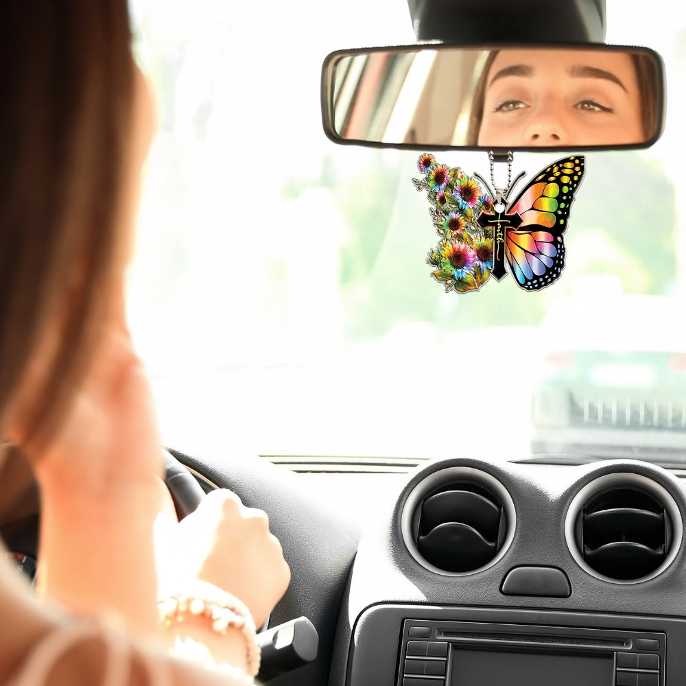 Faith Butterfly Rearview Mirror Ornament - God's Promise