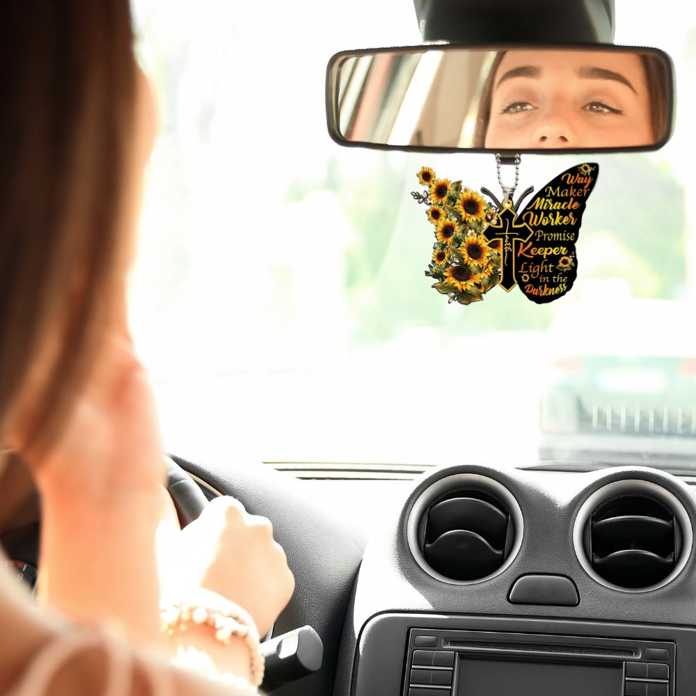Faith Butterfly Rearview Mirror Ornament - Way Maker