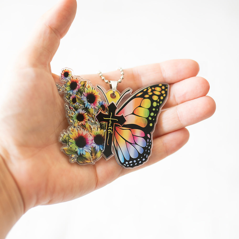Faith Butterfly Rearview Mirror Ornament - God's Promise