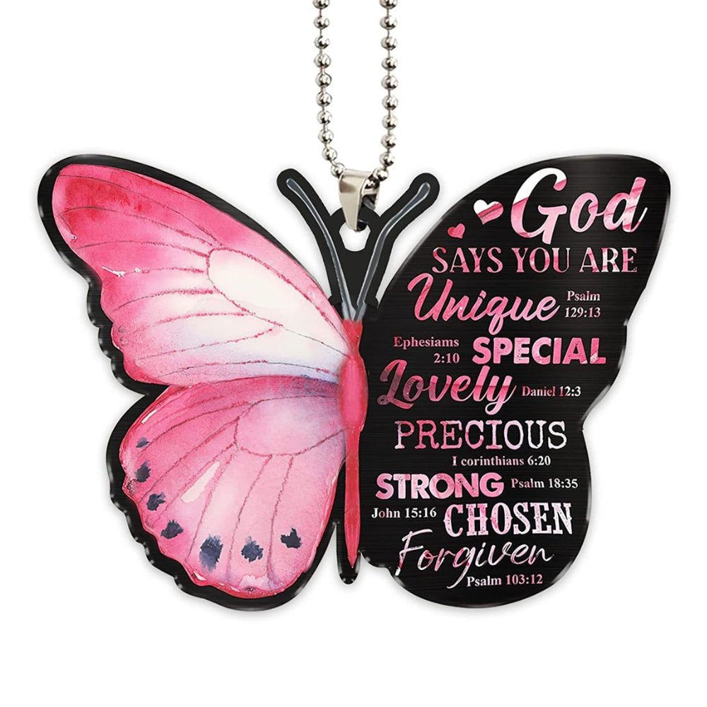 God Says You Are Butterfly Rearview Mirror Ornament