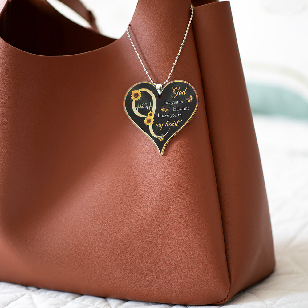 In His Arms Heart Rearview Mirror Ornament